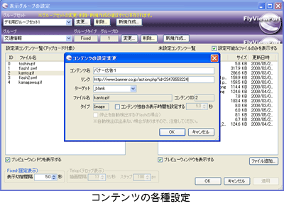 コンテンツの各種設定