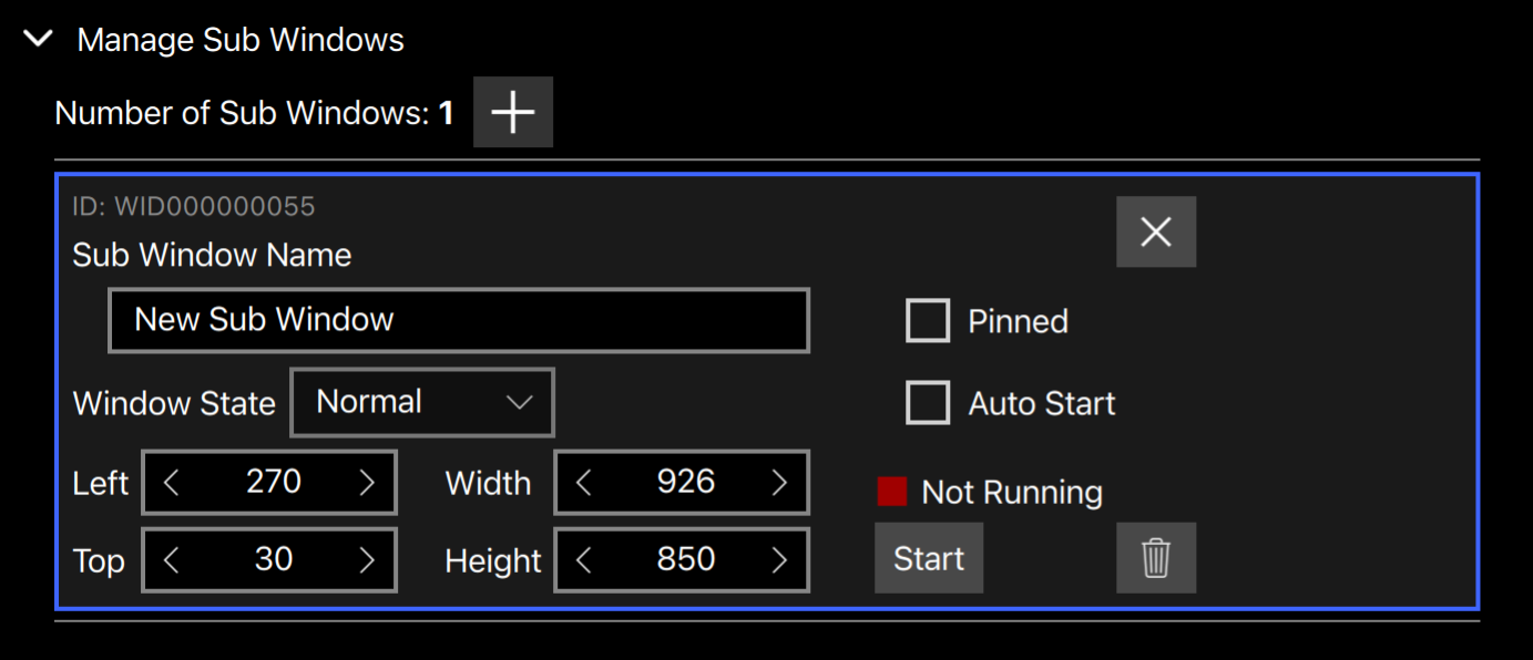 Immediately after creating a Sub Window